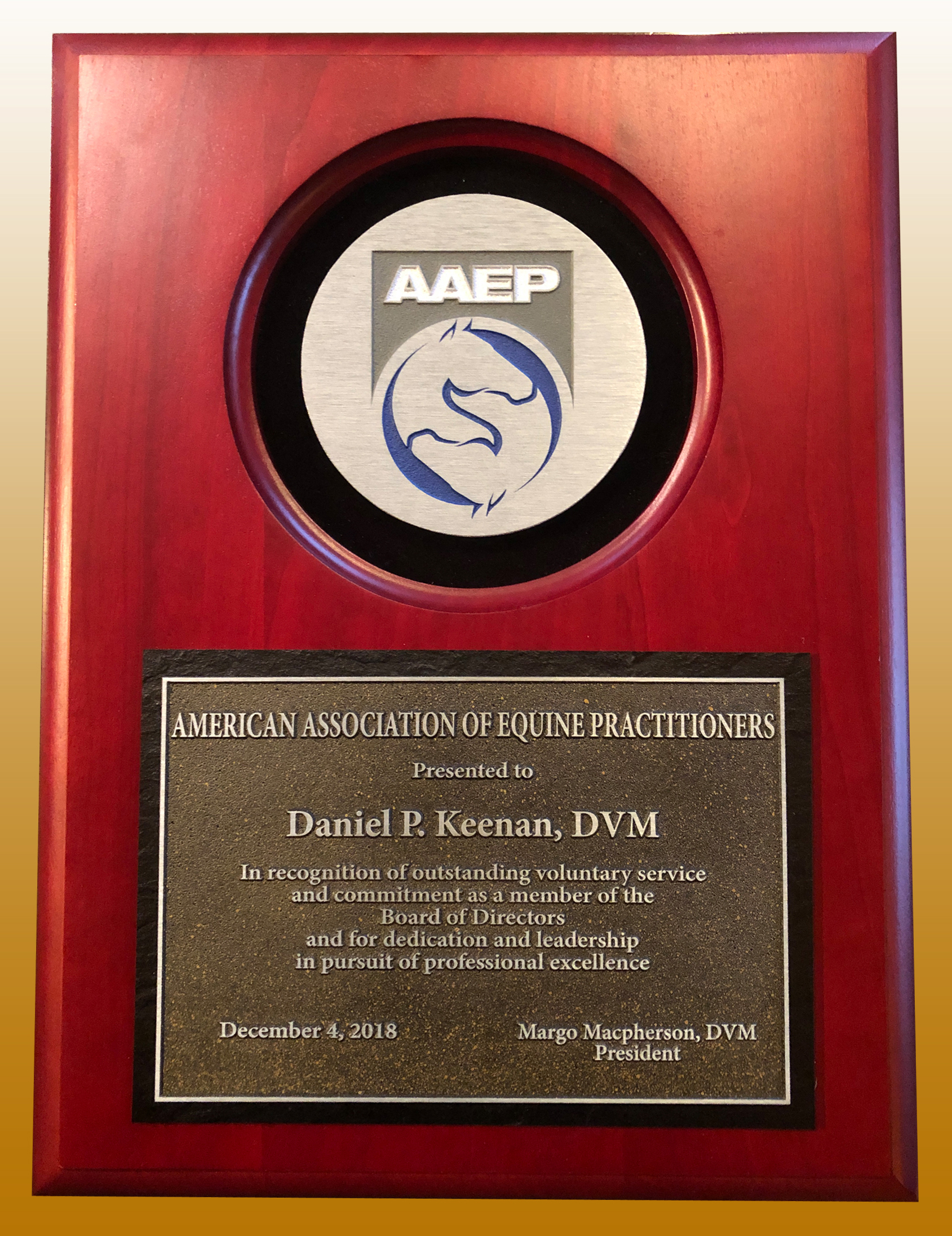 Dr. Keenan Receives AAEP Award